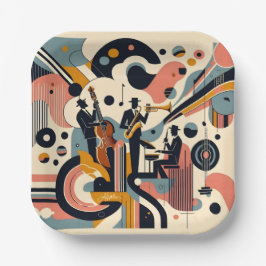 Assiettes En Carton Mid Century Jazz Age Psychedelic Trio