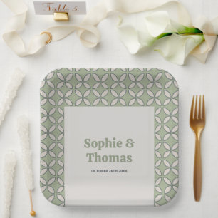 Assiettes En Carton Mid Century Mod Retro Mariage Olive Green