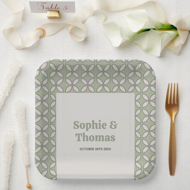 Assiettes En Carton Mid Century Mod Retro Mariage Olive Green (Mariage)