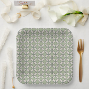 Assiettes En Carton Mid Century Mod Retro Mariage Olive Green
