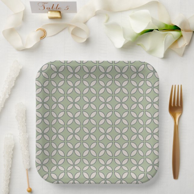 Assiettes En Carton Mid Century Mod Retro Mariage Olive Green (Mariage)