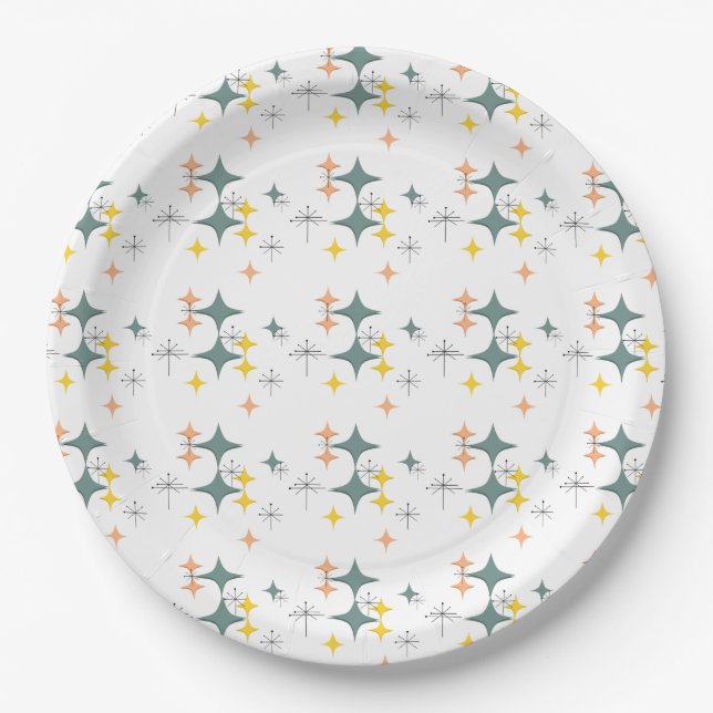 Assiettes En Carton Mid Century Modern Eames atomique Starburts person (Devant)