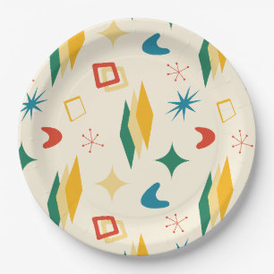 Assiettes En Carton Mid Mod Atomique Mid-Century Moderne Formes Rétro