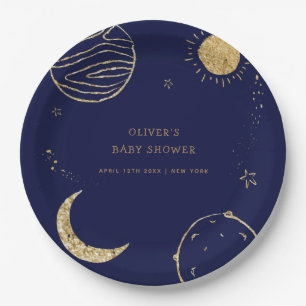 Assiettes En Carton Midnight Galaxy Espace extra-atmosphérique Baby sh