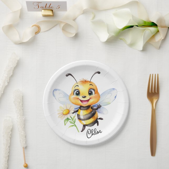 Assiettes En Carton Miel Bee (Mariage)