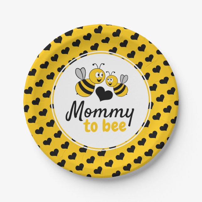Assiettes En Carton Miel Bee, Baby shower (Devant)