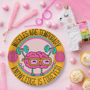 Assiettes En Carton Mignon Cerveau Rose Intelligent La Connaissance Es