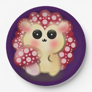 Assiettes En Carton Mignon Champignon Rouge Kawaii Hérisson Toadstool 