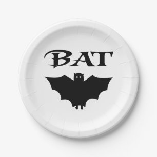 Assiettes En Carton Mignon Chauve-Souris Noir Et Blanc Halloween
