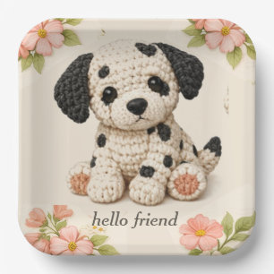 Assiettes En Carton Mignon chiot dalmatien floral