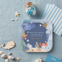 Mignon créature de l'Océan bleu aquarelle à bientô