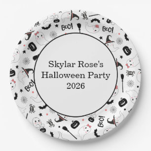 Assiettes En Carton Mignon Fantôme Spooky Halloween Fille Rose