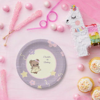 Assiettes En Carton Mignon ourson kawaii féminin lilas violet