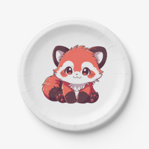 Assiettes En Carton  mignon panda roux