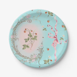 Assiettes En Carton Mignonette Fraises Aqua 7 pouces