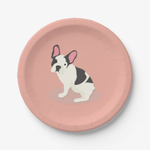 Assiettes En Carton Mignonne Chien-taureau français.