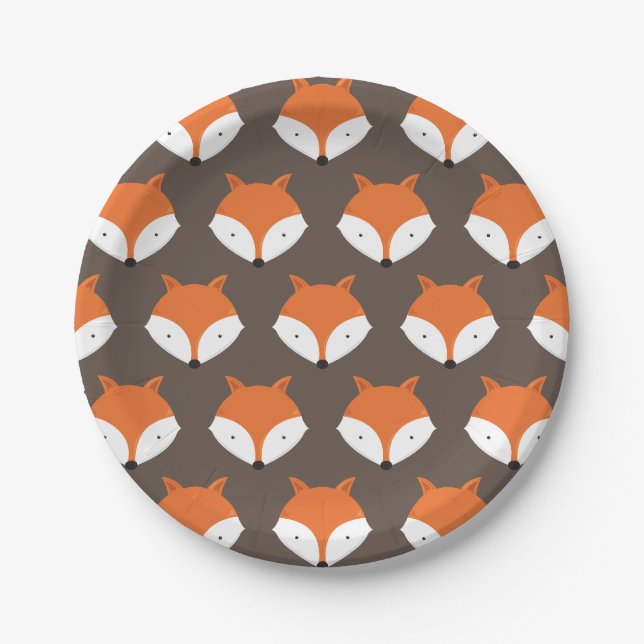 Assiettes En Carton Mignonne Fox Face Bois animal (Devant)