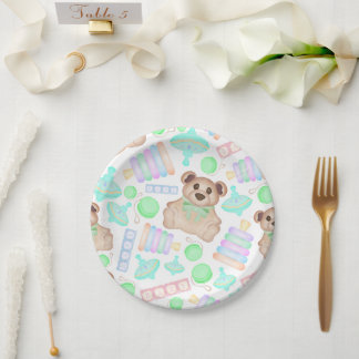 Assiettes En Carton Mignonne Genre Neutre Teddy Bear Bébé