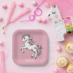 Assiettes En Carton mignonne licorne magique princesse fille anniversa