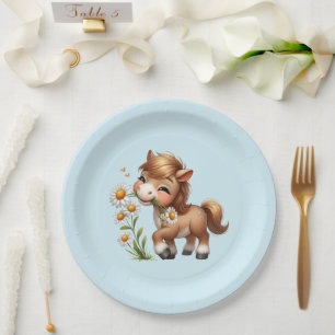 Assiettes En Carton Mignonne Pony Mange Manger Des Marguerites