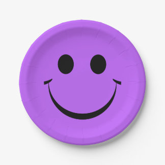 Assiettes En Carton Mignonne Violet Joyeux Visage Plaques Papier Anniv