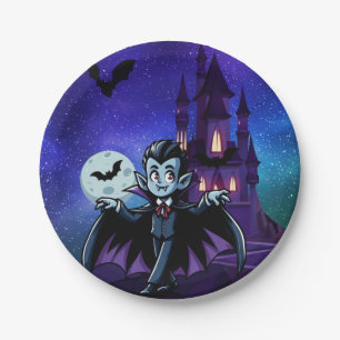 Assiettes En Carton Mignonne, whimsical Halloween vampire