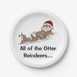 Assiettes En Carton Mignons lumières de Noël amusantes Otter Reindees