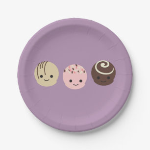 Assiettes En Carton Mignons Truffes au Chocolat