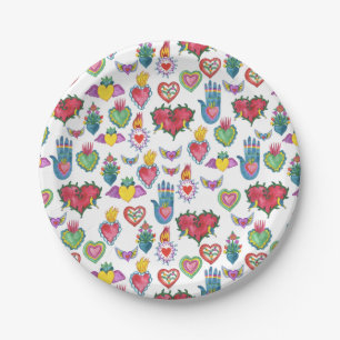 Assiettes En Carton Milagros Coeurs flamants Aquarelle Valentines Aime