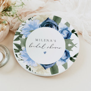 Assiettes En Carton MILENA Quelque Chose de Bleu Floral Bridal Shower