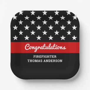 Assiettes En Carton Mince Red Line Firefighter Graduation Party