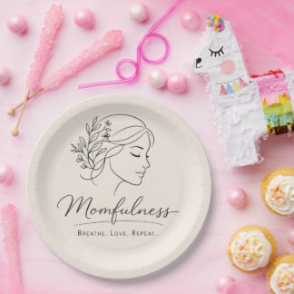 Assiettes En Carton Mindful Mom Floral Line Art