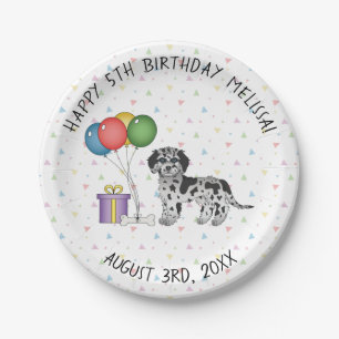 Assiettes En Carton Mini Goldendoodle Merle Bleu Dessin Animé Annivers