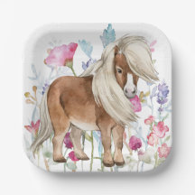 Miniature Cheval et Plaques en papier Fleur sauvag