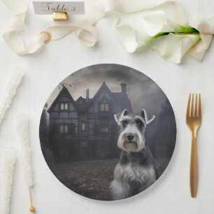 Assiettes En Carton Miniature Schnauzer Halloween Épouvantable