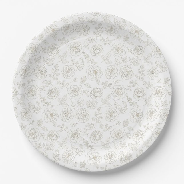 Assiettes En Carton Minimal Botanical Line Art Pattern (4) (Devant)