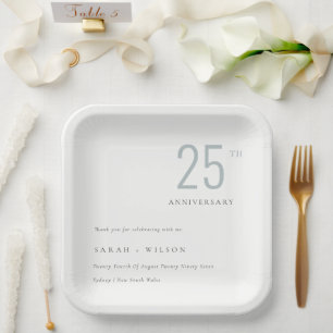 Assiettes En Carton Minimal Gras Bleu Dusky Chaque année Anniversaire