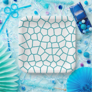 Assiettes En Carton Minimalisme Art Abstrait Pale Turquoise Cellules B