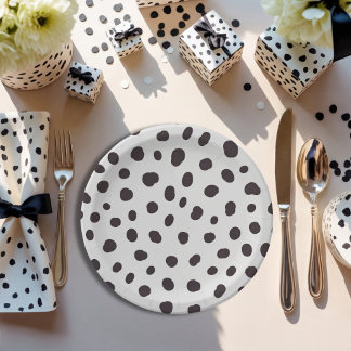 Assiettes En Carton Minimalist Gender Neutral Chic Dalmation 