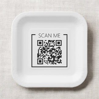 Assiettes En Carton Minimalist QR Code Scan Me Business