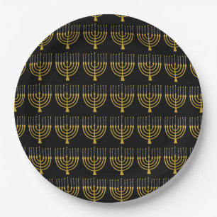 Assiettes En Carton Minorah Festive Hanoukka bougies Élégant Motif