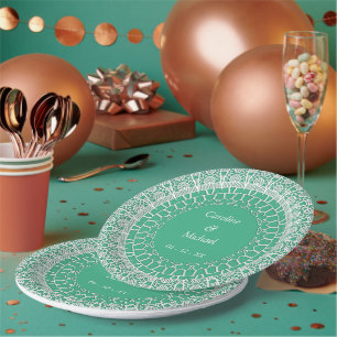 Assiettes En Carton Mint Green Élégante Mariage Célébrations Blanche D