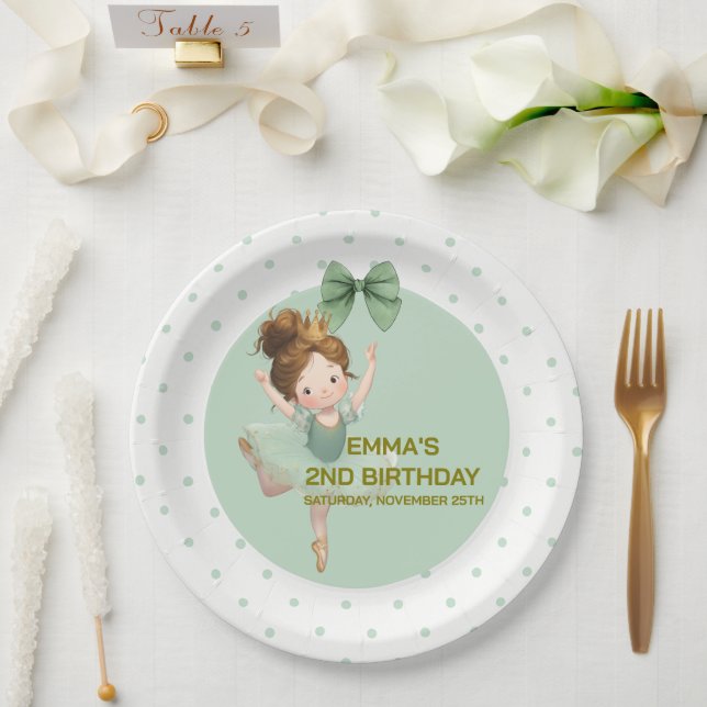 Assiettes En Carton Mint Green Little Princess Ball Paper Plate (Mariage)