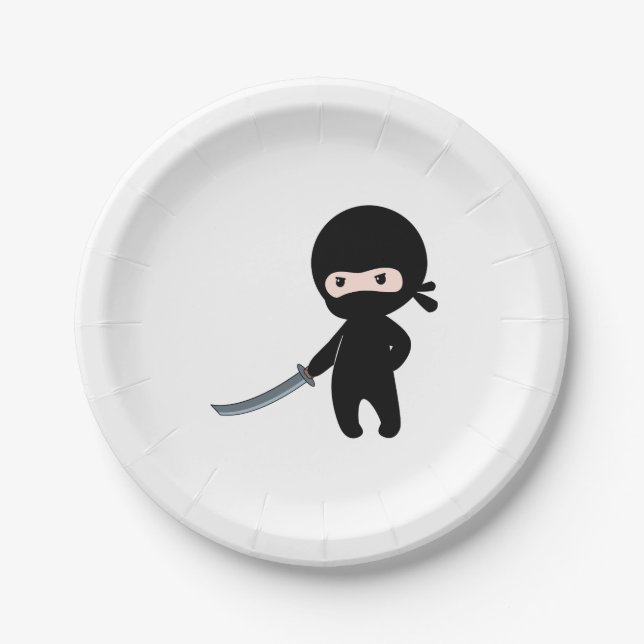 Assiettes En Carton Minuscule Ninja en colère (Devant)