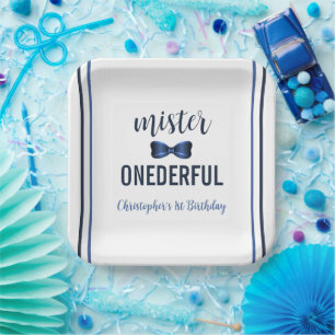 Assiettes En Carton Mister Onederful Bow Cravate 1er anniversaire