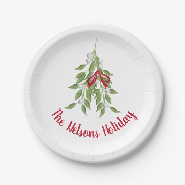 Assiettes En Carton Mistletoe Plaques en papier de vacances 7" (Devant)