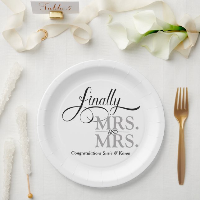 Assiettes En Carton Mme et Mme (Mariage)