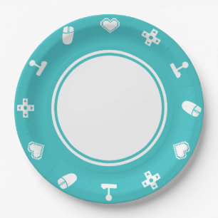 Assiettes En Carton Mode multijoueur dans Plaque en papier turquoise