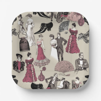 Assiettes En Carton mode victorienne de salon toile beige