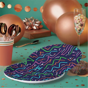Assiettes En Carton Modèle d'âge spatial - Impression Abstraite